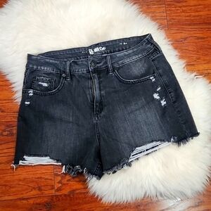 REWASH Black Distressed High Waisted Shorts